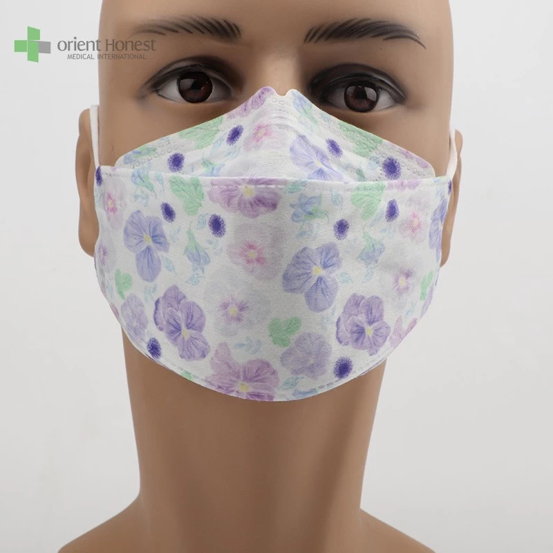 hot sale colorful printed disposable 4 ply KF94 face mask China factory