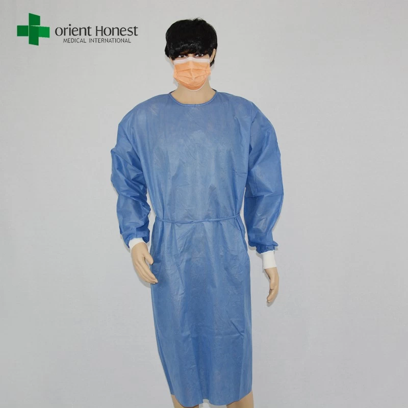 China batas descartáveis ​​cirurgia não-estéreis, vestido de tecido não-tecido cirúrgico para vendas, China spunlace batas cirúrgicas fabricante
