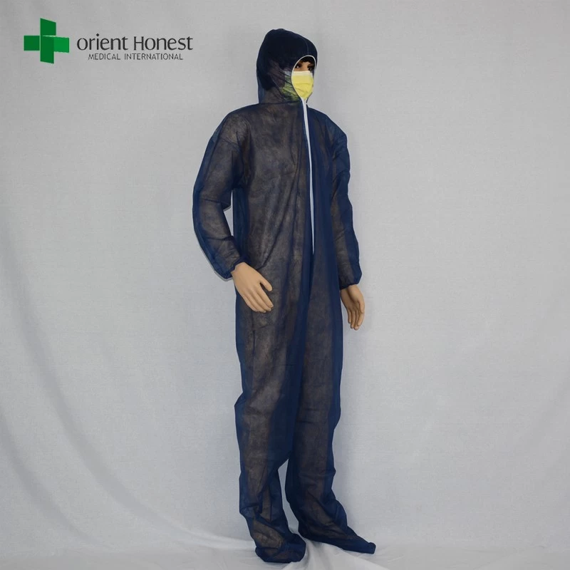 China non-woven blue lightweight coveralls,disposable cheap work coveralls, disposable cleanroom overall manufacturer
