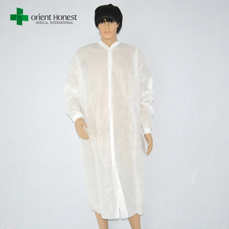nonwoven disposable visitor coat，white disposable nonwoven lab coat，PP nonwoven lab coat with buttons