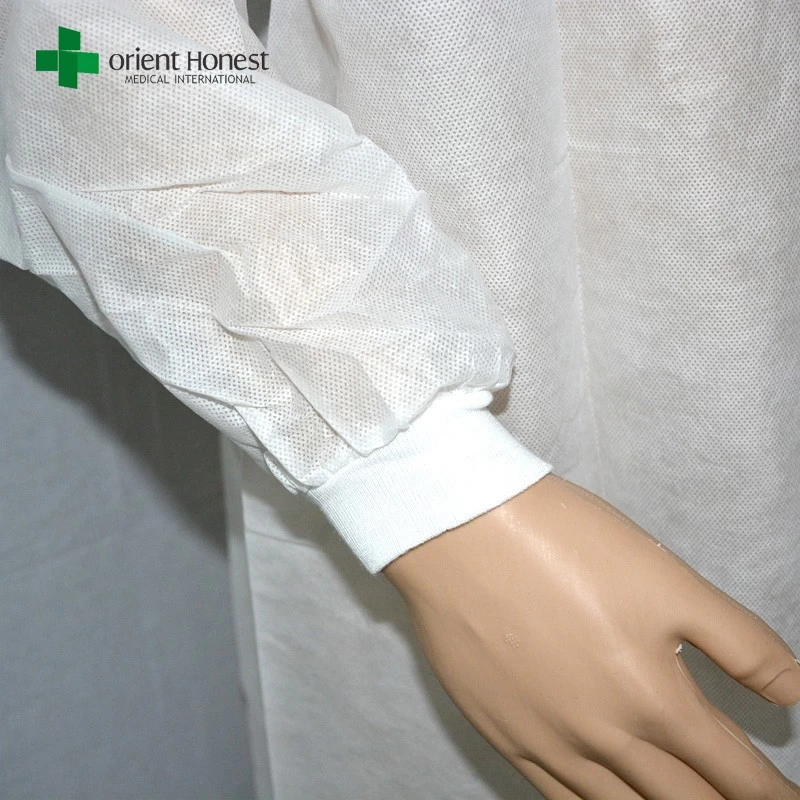 nonwoven disposable visitor coat，white disposable nonwoven lab coat，PP nonwoven lab coat with buttons