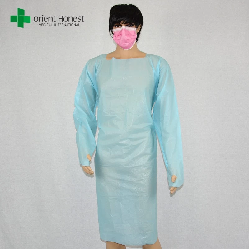 plastic blue CPE isolation gown manufacturer,CPE diposable plastic surgical gown,waterproof CPE isolation gowns