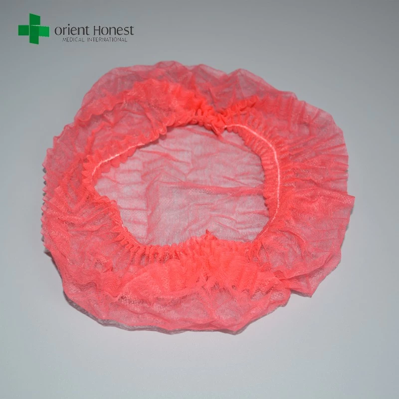 China red color non-woven clip cap,elastic surgical scrub caps,non-woven surgical cap plant manufacturer