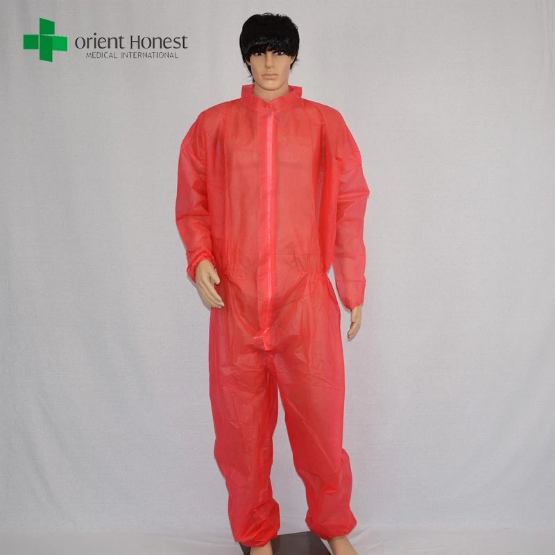 stand collar disposable pp antistatic coveralls，China supplier anti-virus coverall，China disposable nonwoven coverall