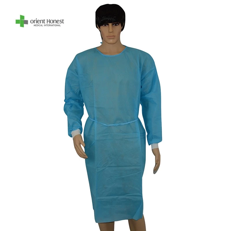 tie on the neck and waist knitted cuffs CE certification disposable gowns
