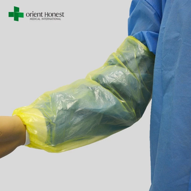 waterproof clear plastic sleeves,medical arm sleeves,yellow PE elastic sleeve covers