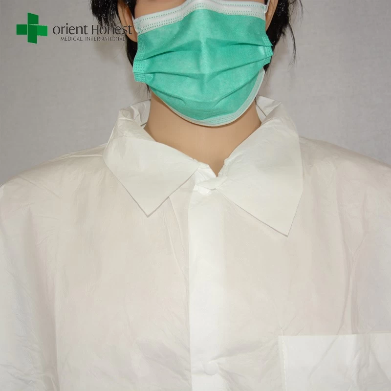 waterproof disposable white lab coats supplier，microporous lab coat with pockets，disposable medical coats