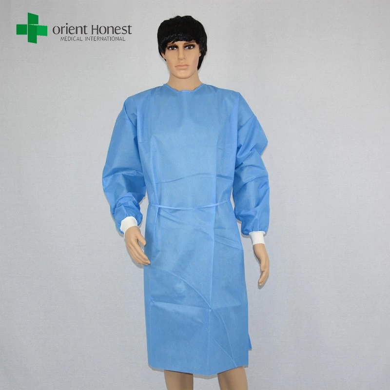 Chine grossiste stérilisée blouse chirurgicale jetable, SMS robes d'emballage stérile fournisseur, dispoable chirurgicale robe exportateur fabricant