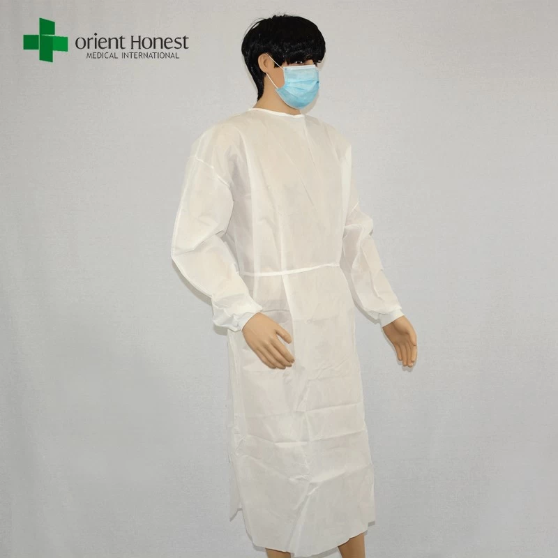 wholesales white nonwoven disposable gown ,standard size disposable nurse gown,PP nonwoven disposable gowns