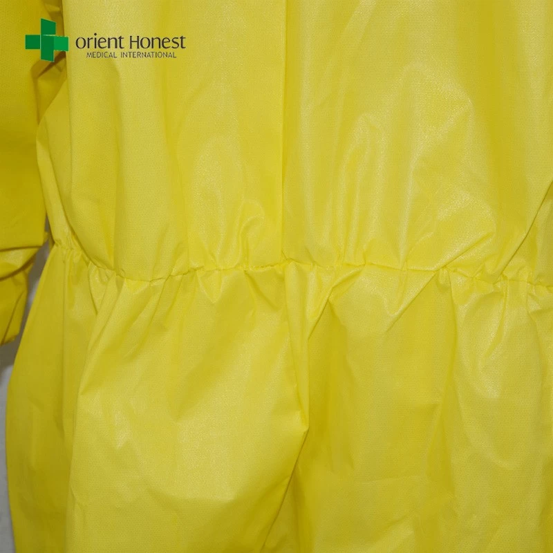 yellow disposable protective coverall ,yellow plastic waterproof coveralls,disposable coverall without boot