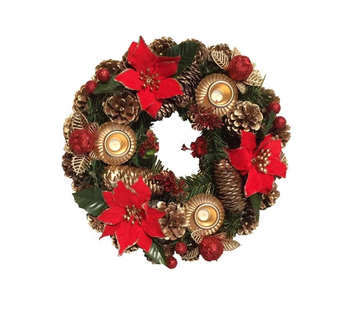 China 12" Candle holder wreath for christmas decoration manufacturer