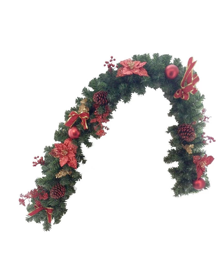 China 180cm Christmas Poinsettia Garland on sales manufacturer