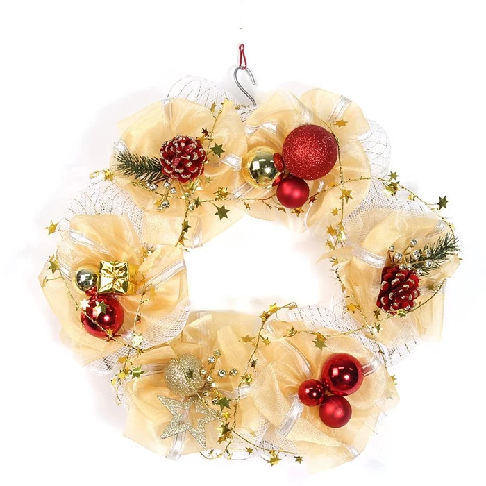 China 2017 Special Design Organza Christmas Wreath manufacturer
