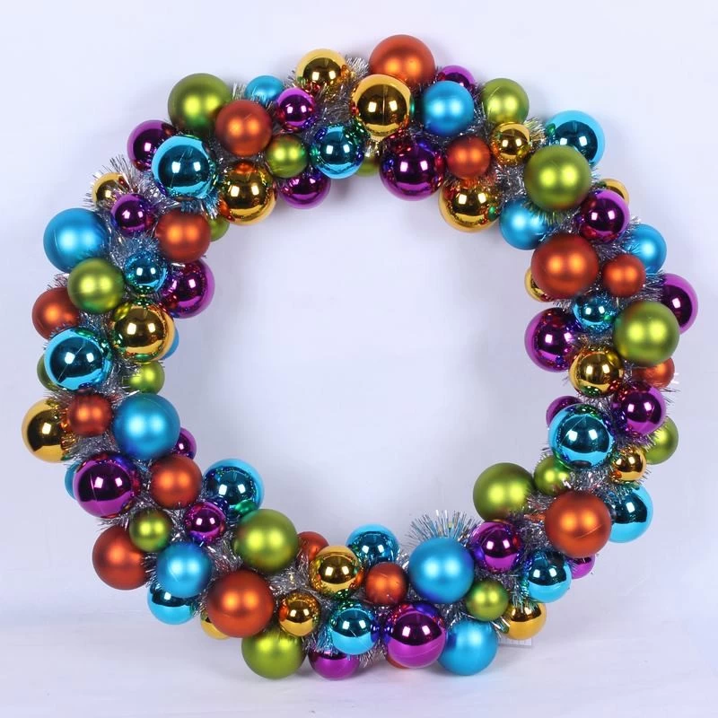 China 24inch Colorful Special Christmas Ball Wreath manufacturer