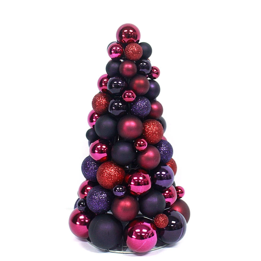 China 30cm Plum Color Christmas Bauble Tree manufacturer
