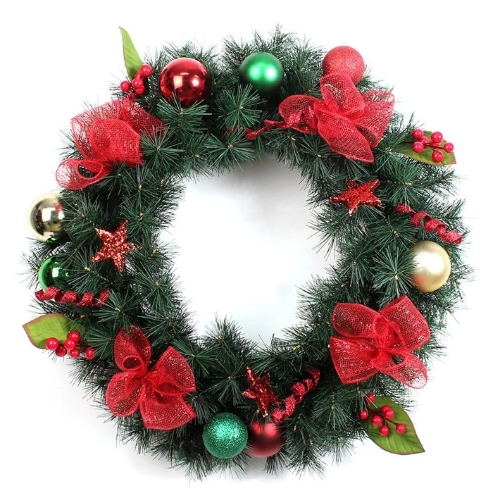 China 60 cm artificial Christmas pine wreath manufacturer