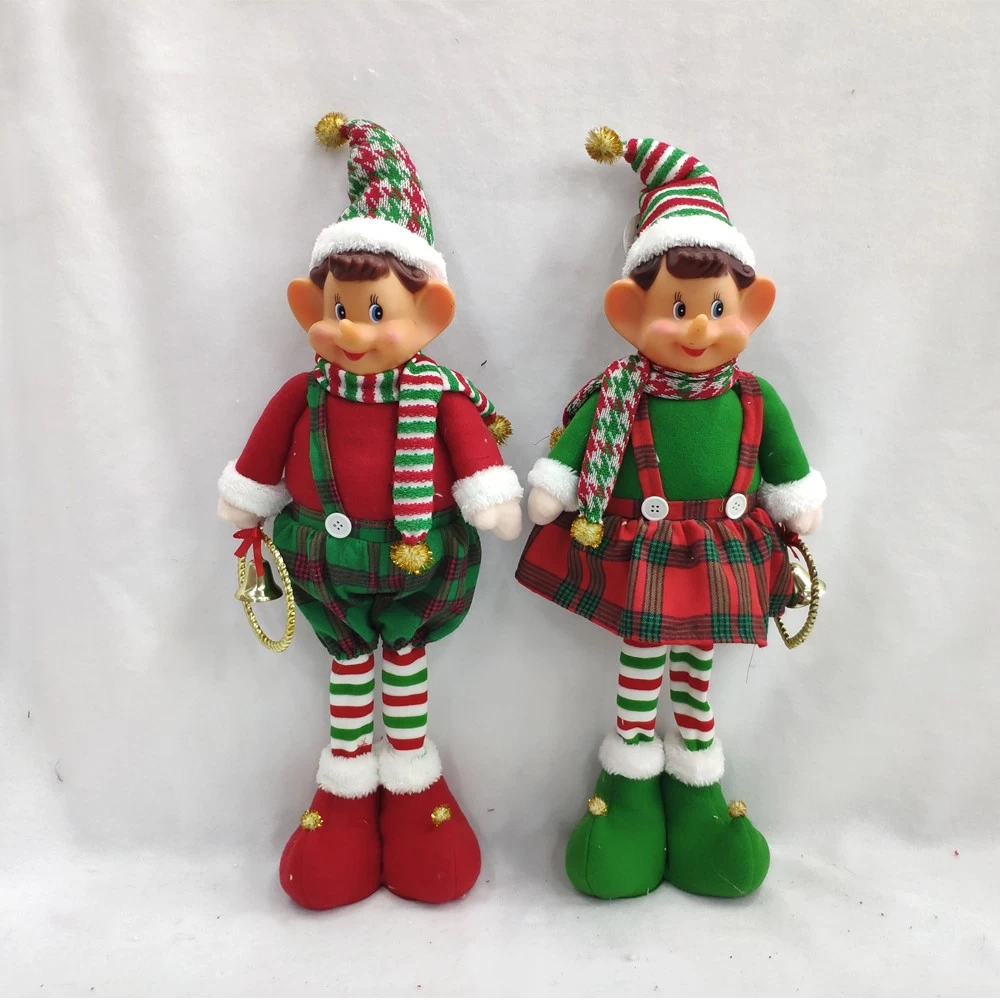 porcelana Christmas tree hanging plush santa elf doll for home decor gift ornaments fabricante