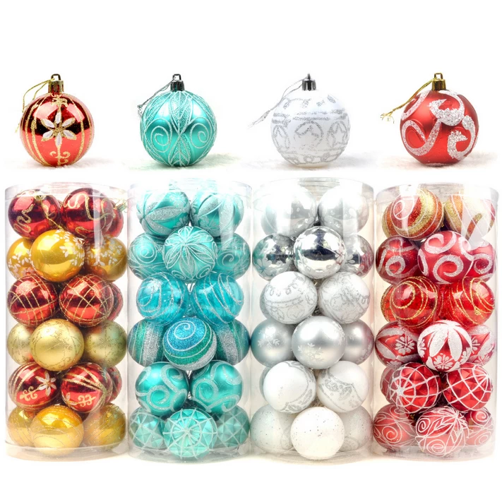 China Decorative printed plastic Christmas ornaments Ball manufacturer