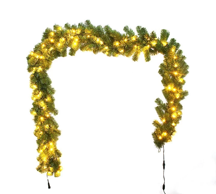 China Green Color PVC Christmas Garland with lights manufacturer
