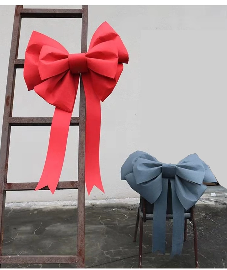China Large Christmas bow for xmas tree wreath decoration Big Bows outdoor door hanging 60*75cm fabricante