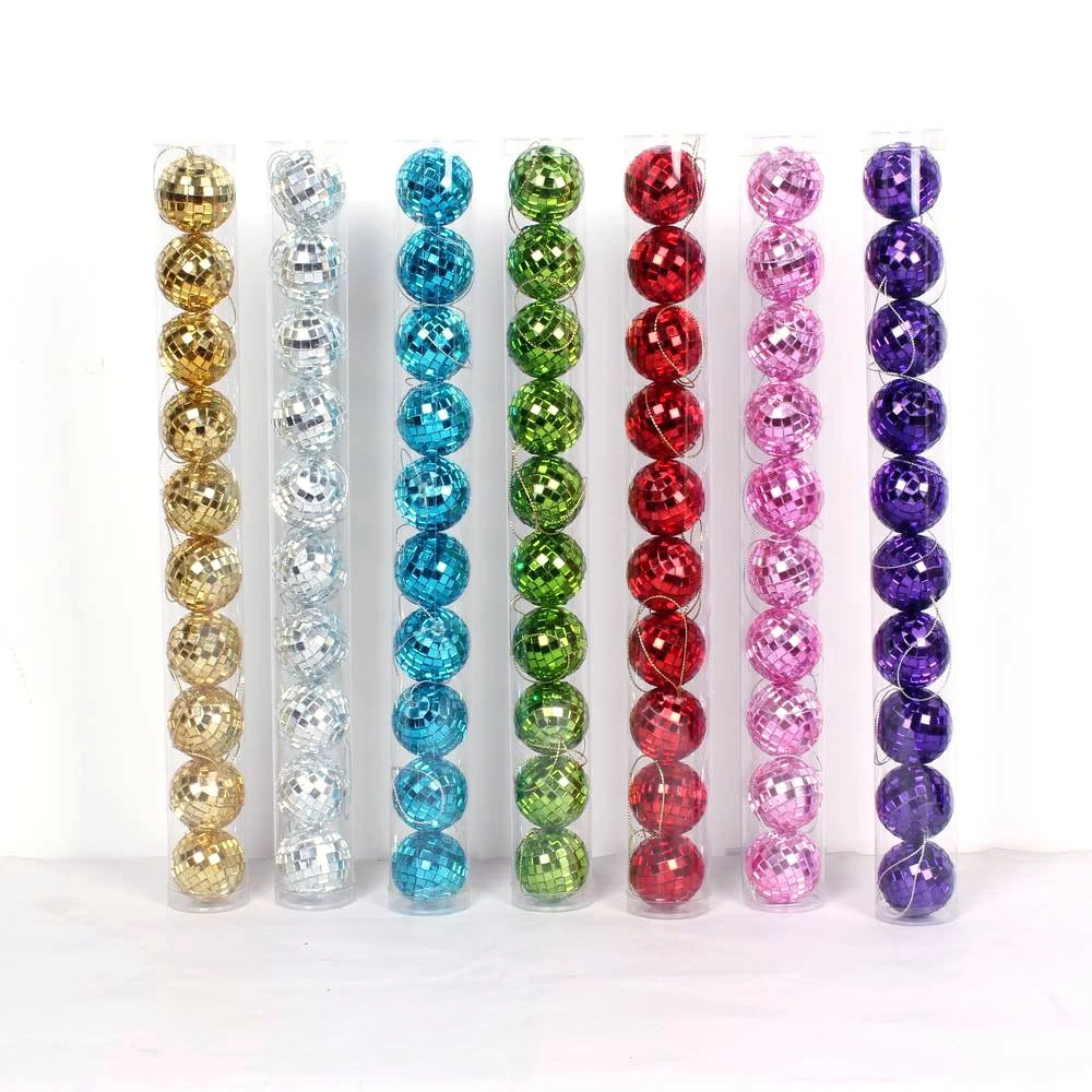 China Multi-Color Splendor Mirrored Plastic Disco Ball Christmas Ornament manufacturer