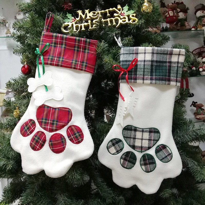 China New arrivals candy gift bags dog christmas pet stockings for festival hanging tree decor manufacturer