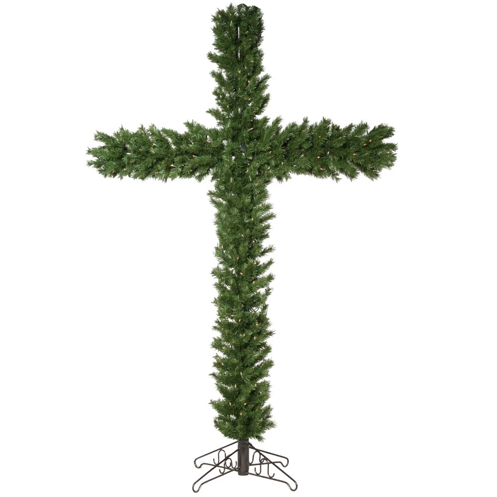 China Pre Lit Christmas Cross Tree with LED Lights manufacturer