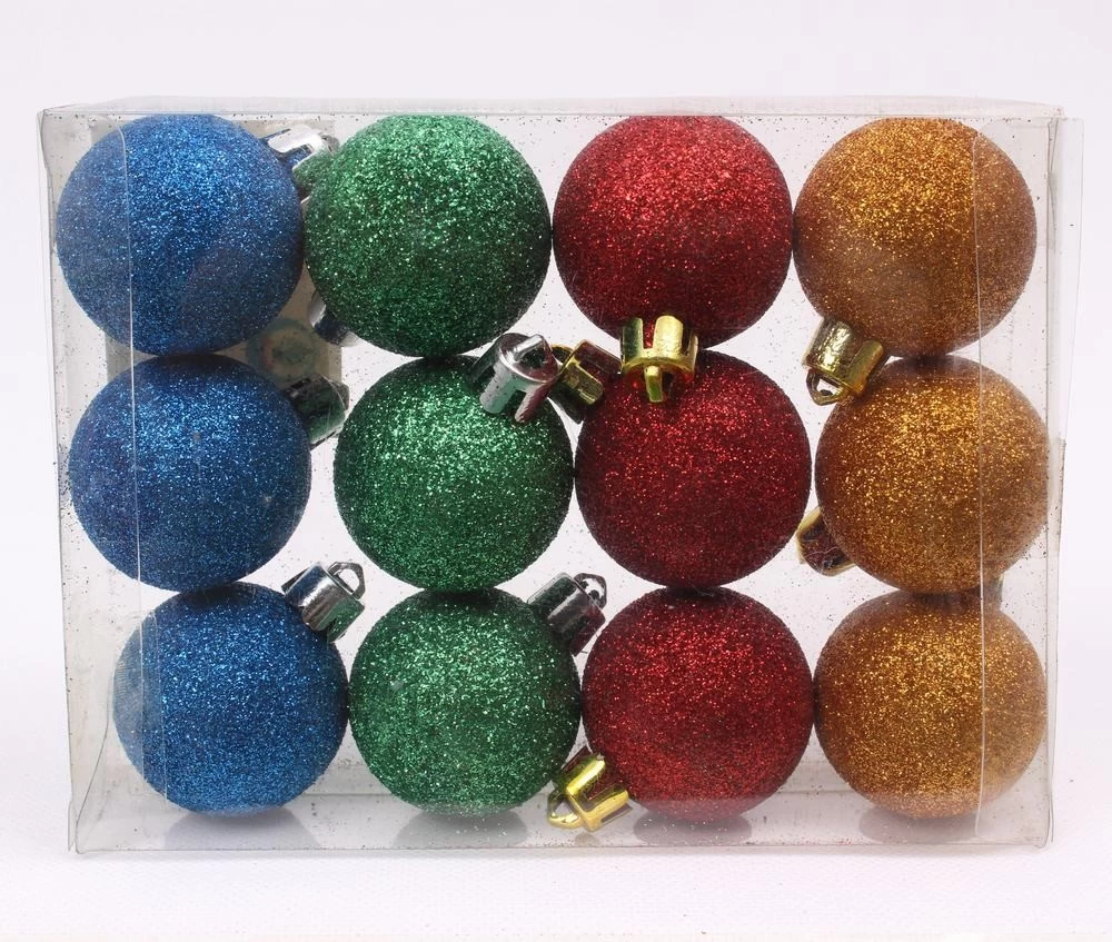 China Promotional salable plastic hanging Christmas glitter ball manufacturer