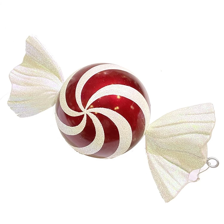 Chiny Red glitter ball 18inch christmas tree candy ornaments for indoor decoration producent