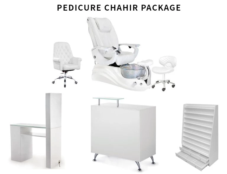 china pedicure chair white spa chair new design nail table reception table for sale DS-W18173 SET