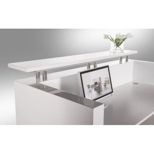 Small Modern Gloss White Reception Desk with Quartz Counter TOP DS-W1847