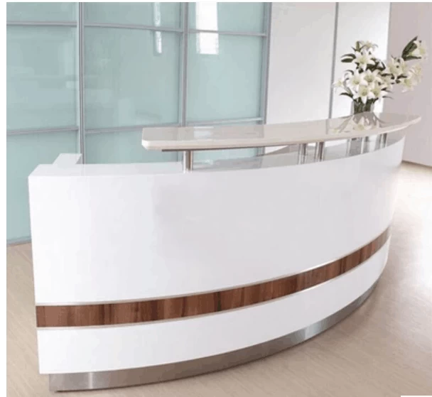 Modern white curved reception desk front desk for sale counter design for salon furniture 