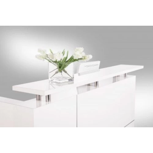 Small Modern Gloss White Reception Desk with Quartz Counter TOP DS-W1847