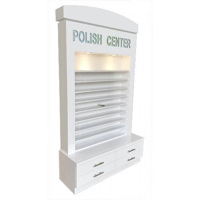 luxury white gel nail polish rack standing with LED lighting DS-R3 
