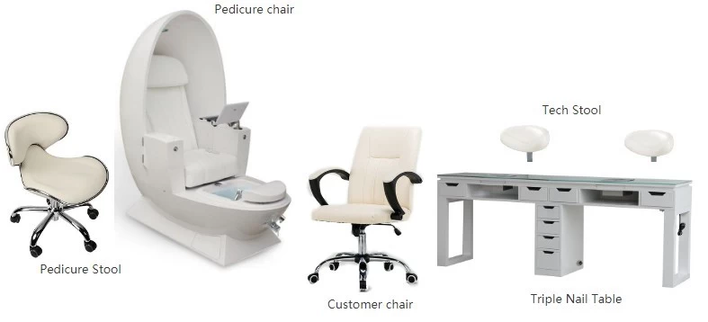 EGG Spa Pedicure Chair Package Manicure Pedicure Nail Station Manufacturer Salon Spa Nail Furniture DS-EGG SET