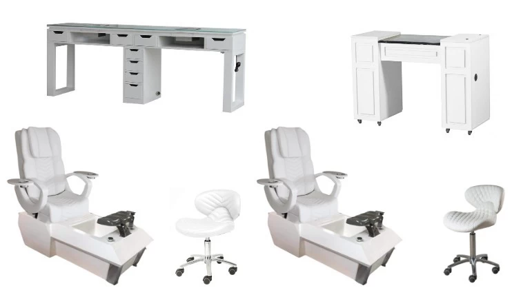 Wholesale White Pedicure Chair Luxury China Nail Salon Foot Spa Pedicure Chair Manufacturer DS-W1900B