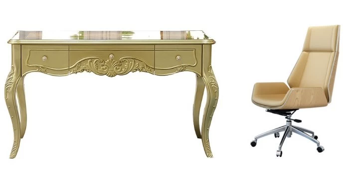 luxury gold manicure table with glass top nail table of nail salon table supplier DS-2700