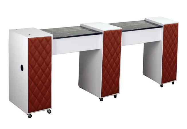 wholesale double white manicure table with marble top china manicure table factory DS-W19118