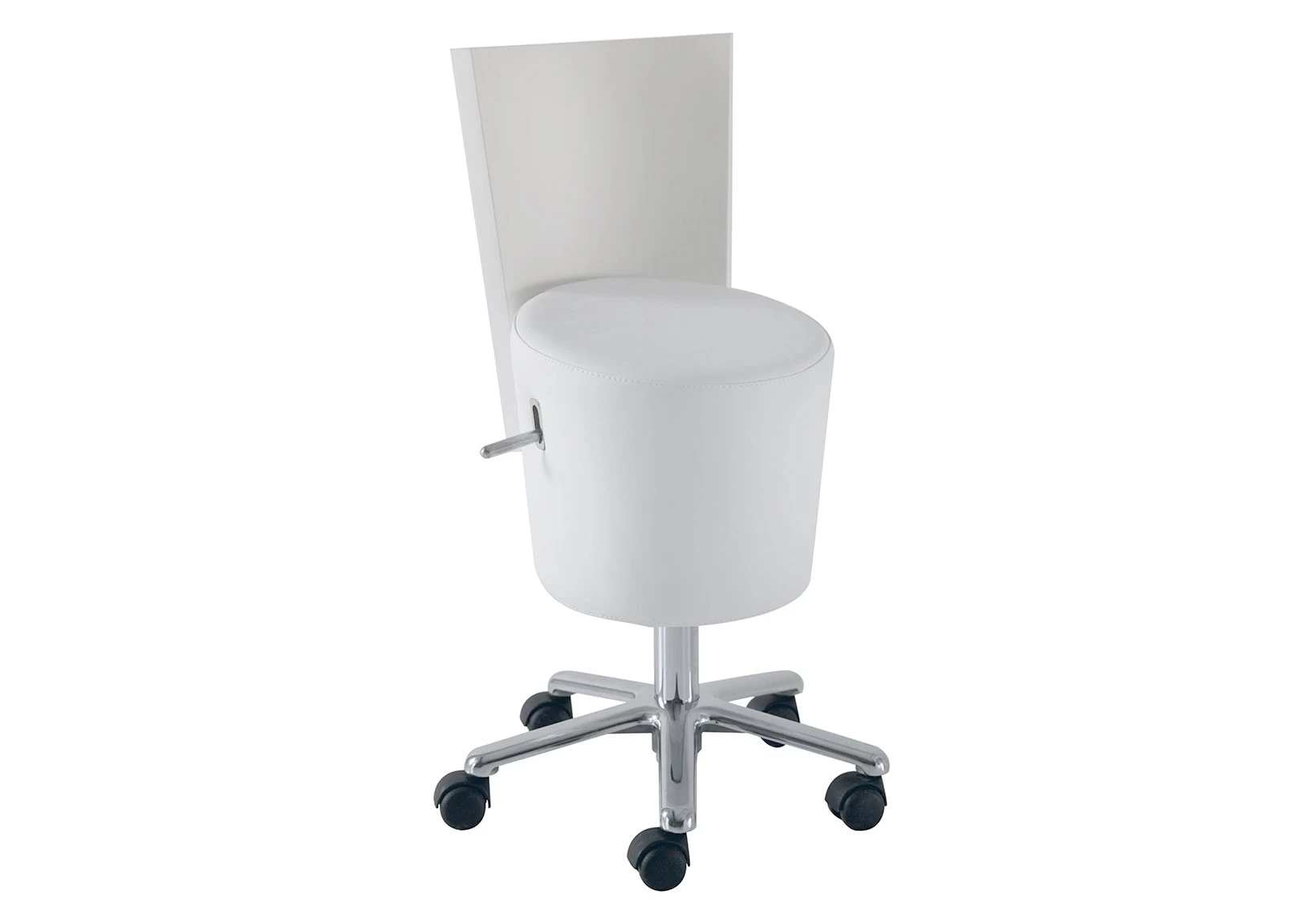 Adjutable height stylish stool with wooden backrest and chrome base Professional Salon Stool