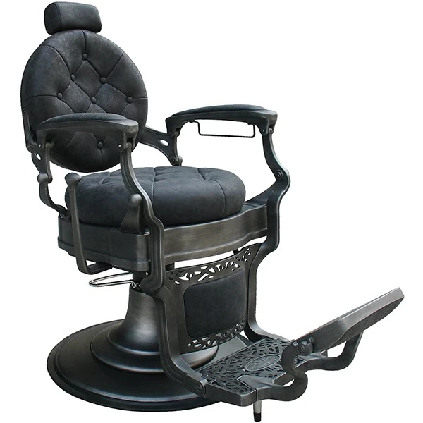 Wholesale Barber Chair Grey PU leather heavy-duty vintage reclining chair