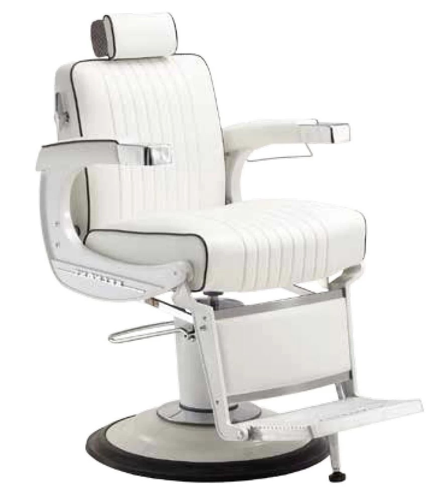 White Elegance Barber Chair With  Hydraulic Pump Base Beauty Salon Equipment