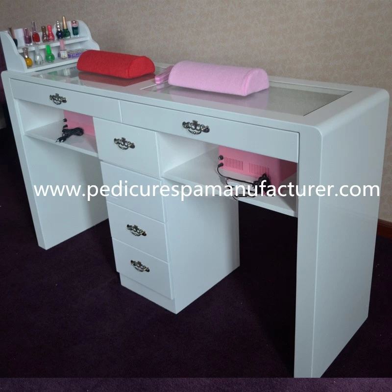 white double manicure table wholesale wood beauty salon nail desk nail salon furniture DS-N1
