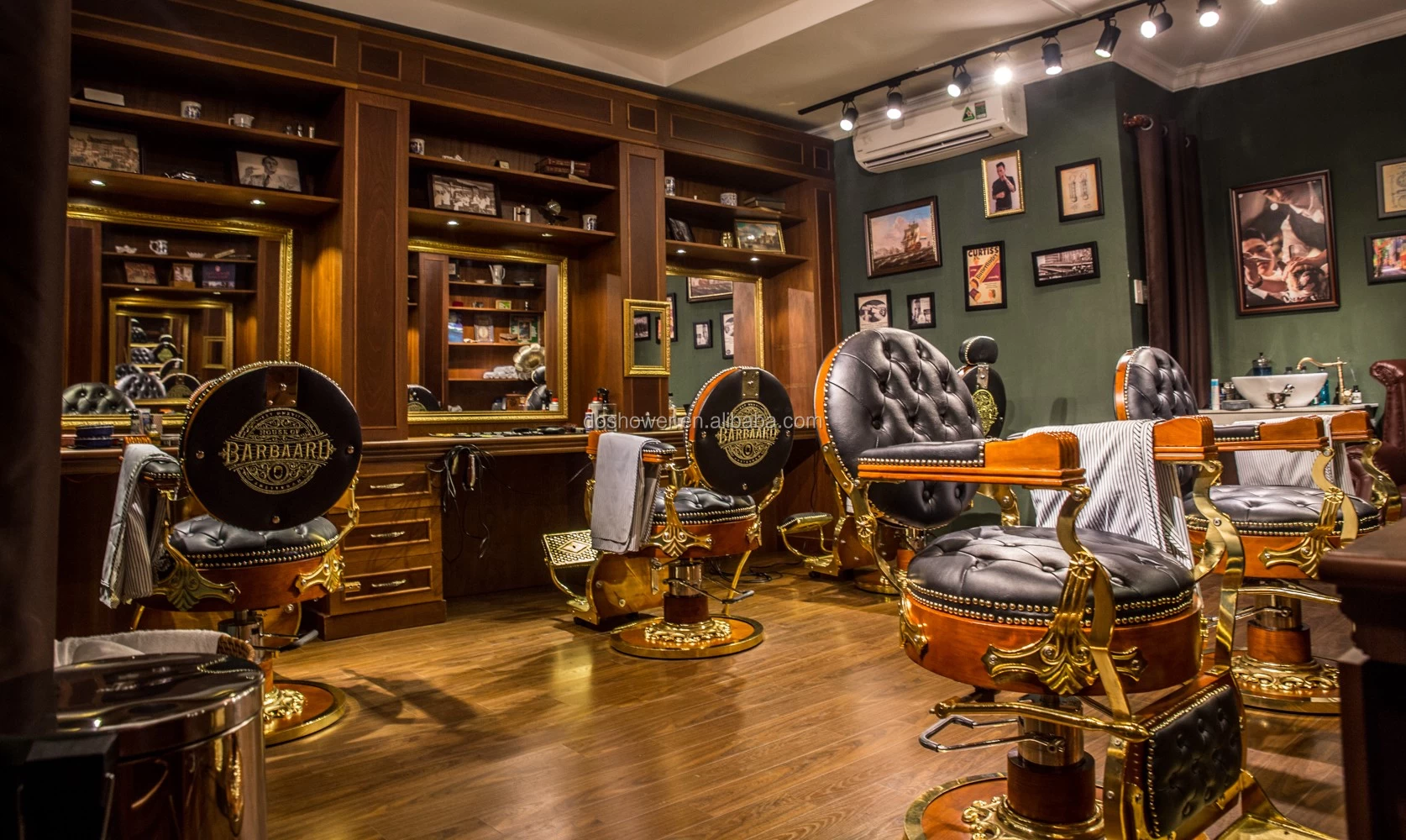 Doshower DS-251 vintage barber chair luxury gold design