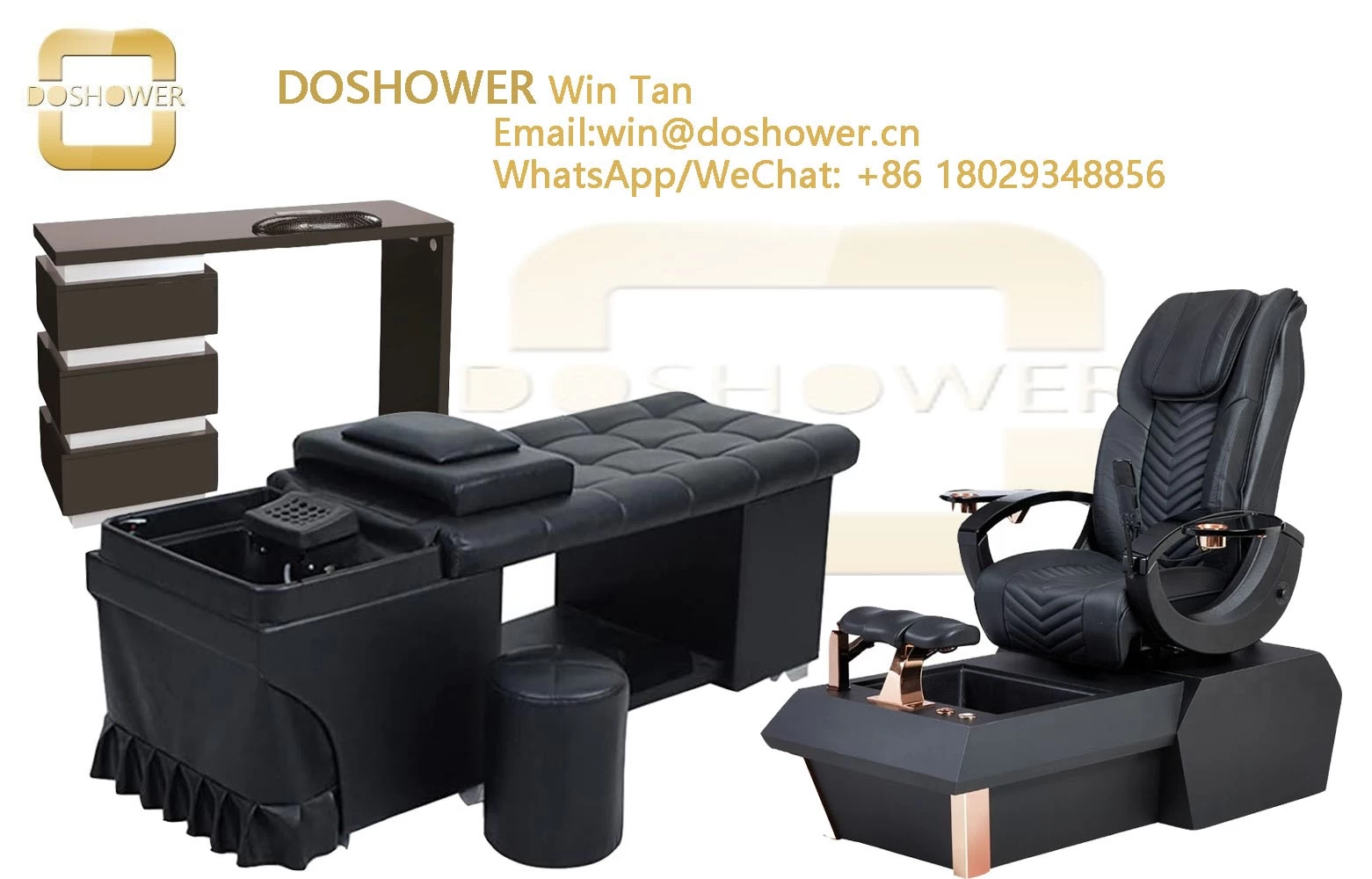 DOSHOWER pedicure spa chair with adjustable footrest for dual function sprayer pivot armrest supplie