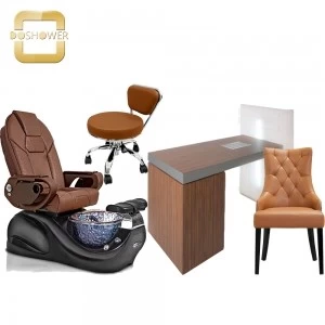 DOSHOWER luxury black pedicure chair  with foot cleaning chairs spa of auto fill  spa chair pedicure station supplier