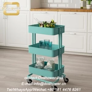 DOSHOWER tier rolling storage cart metal trolley with  pedicure chairs foot spa massage of pedicure cart supplier