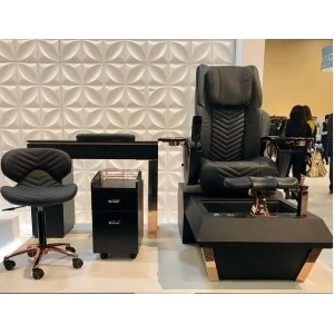 Rose Gold Pedicure Spa Chair with Nail Table Set Luxury Salon Equipment Wholesale DS-W1900B SET