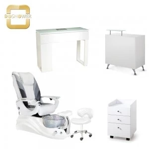 china pedicure chair white spa chair new design nail table reception table for sale DS-W18173 SET