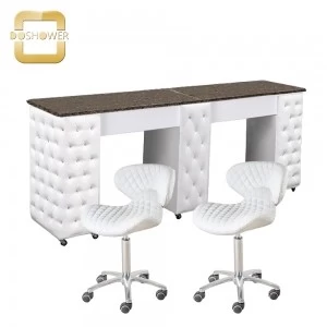 double manicure table with granite tops white nail desk manicure tables nail bar station DS-N2012