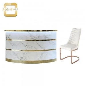 gold marble reception desk with white reception desk for Chinese salon furniture manufacturer